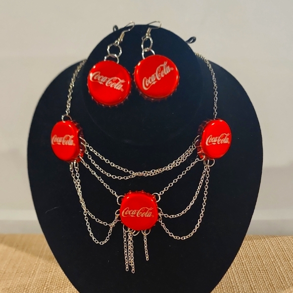 Coca Cola Jewelry - Coca Cola Red and Silver Dangle Earrings